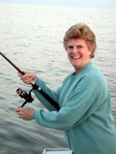 Judy hangs another Atlantic croaker!