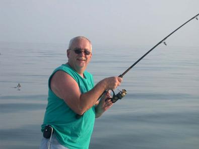 Bill hooks up with a high speed bluefish