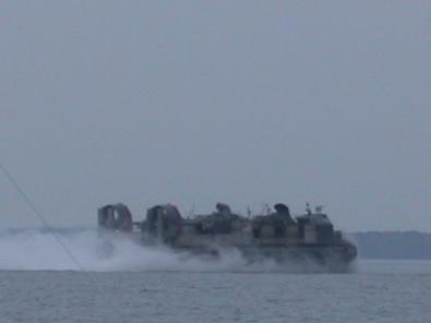 This US Navy Hovercraft flew by us