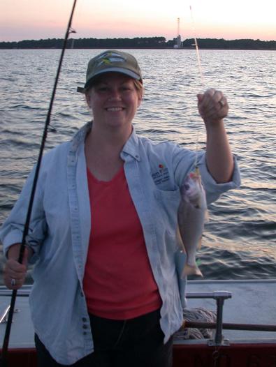 Floridian Melissa and her first Chesapeake Bay fish!