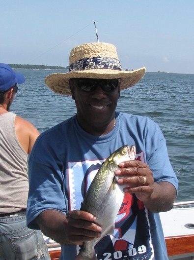 This 4 pound blue could not elude Larry the skilled angler!